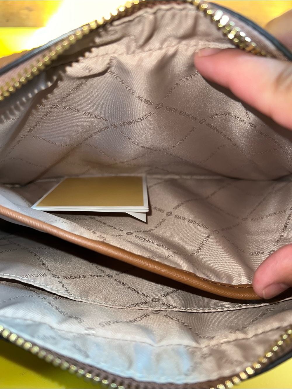 Michael Kors Beige Canvas Crossbody with Brown Leather Trim - Picture 5 of 10